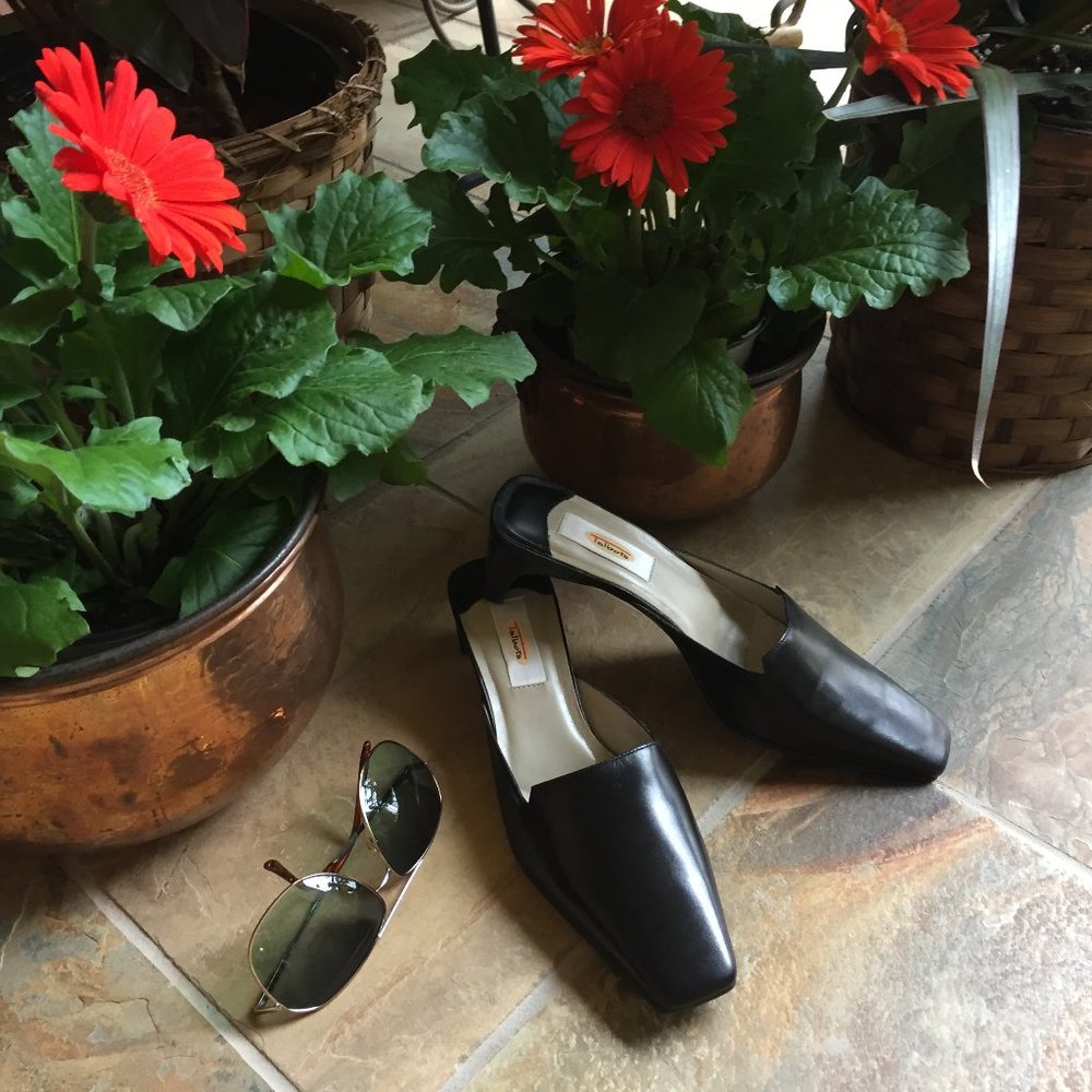 Talbot's Black Leather Dress Mule/Slide (NEW)